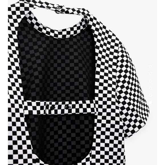 NWT Zara Checkered Short Backless dress Size Large Medium M/L - Picture 5 of 7